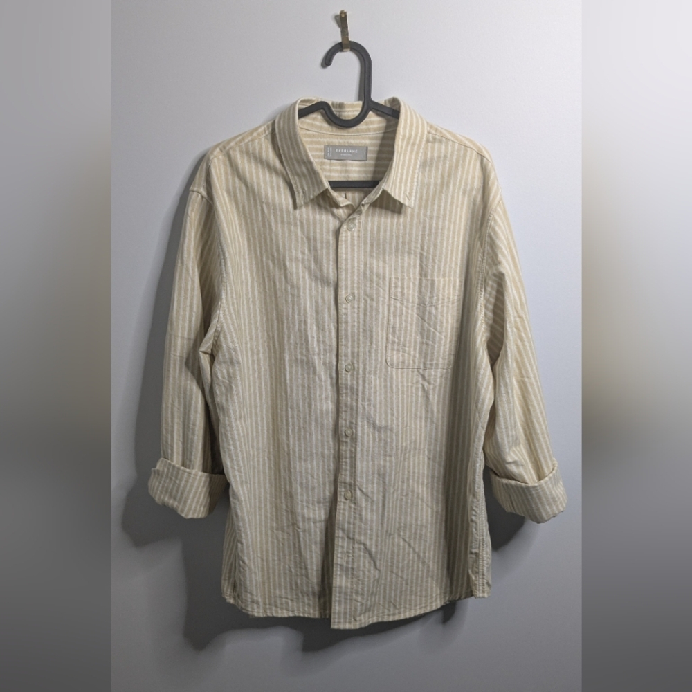 Striped Cream Button-Up Women's Top